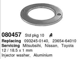 Шайба форсунки верхняя дизель под обратку PD 12.5x19x1mm 093245-0140 23654-64010 2C/2C-T/1KZTE cargo-080457= DENSO-0932450140= mitsubishi-MD068355= hyundai-3154242000= Stone-jg37226= masuma-MDP0013