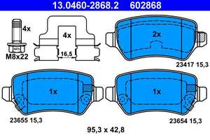 Колодки тормозные дисковые задн. ASTRA Estate ASTRA Kombi ASTRA Hatchback ASTRA-H GTC ate-13046028682= GM-93169143= GM-1605122= NiBK-pn0329= TEXTAR-2341703= TRW-GDB1515