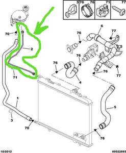 патрубок системы охлаждения Citroen Berlingo (B9), C4 05>/Peugeot 307 01> от бачка к радиатору