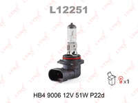 Лампа HB4 9006 12V 51W P22D YELLOW LYNXauto-L12251