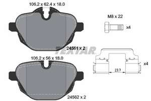 Колодки тормозн задние BMW G30 5 (F10,F11) 10-, X3 (F25) 10-, X4 (F26) 14-, Z4 Roadster (E89) 09> Textar-2456101= bmw-34216885451= icer-182004= TRW-GDB1840= Brembo-P06064