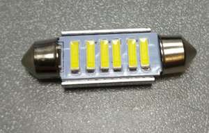 Лампа диодная  T11 12v 6SMD 1-контактная 39мм обманка