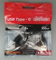 Кабель USB-Type-C 3.0A 1м черный SKYWAY-S09603001