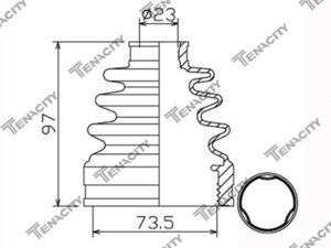 Пыльник шрус внутренний, под трипоид/ привода 23x79/73.5x96mm TENACITY-ACVNI1010= hyundai-495952Y200= Mazda-GP0622540= Toyota-0443706210= Toyota-0443806610= Nissan-C9741JA00J= JIKIU-CD21002= Febest-0215L32T= Amiwa-24213575 Lexus  Toyota