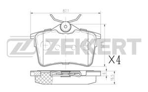 Колодки задние дисковые Partner Tepee Peugeot-425429= trw-gdb1799= sangsin-SP1824= REMSA-138200= Zekkert-BS1012