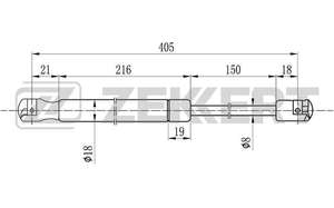 Амортизатор багажника Skoda Octavia (1U5) 98- L=403mm H=153mm 580N Zekkert-GF1605