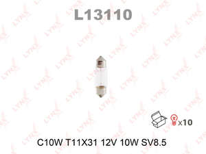 Лампа накаливания C10W 12V SV8.5 T11X31 31mm Lynx-L13110= Mitsubishi-MF820513