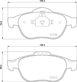 Колодки тормозные дисковые передн.  GRAND SCENIC II (JM0/1_),SCENIC II (JM0/1_) Renault-7701209672= TRW-GDB1823= Mintex-MDB2884