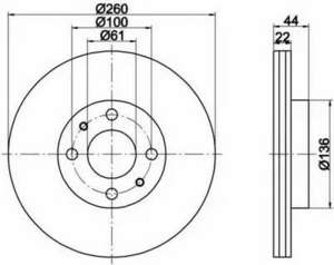 Диск тормозной передн. 260x22mm Largus LOGAN EXPRESS (FS_) LOGAN MCV (KS_) LOGAN Pick-up (US_) LOGAN Pickup (US_) LA