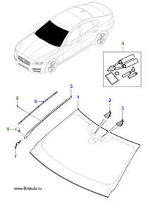 Стекло ветрового окна jaguar	xf	2016--