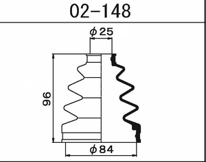 Пыльник внешнего шарнира переднего приводного вала (+хомуты) corolla Maruichi-02148= toyota-0443852063= toyota-0442705060 d=84 d1=25 H=96mm