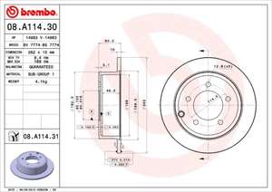 Диск тормозной задний D=262mm -Brembo-08A11431