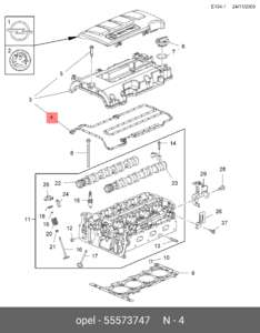 Прокладка клапанной крышки Opel  Astra-J 1.4L turbo DAEWOO=55573747= 0638156= 25198877= Victor Reinz-711781300= ELWIS ROYAL-1542678