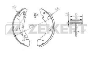 Колодки барабанные комплект 4шт, 10" (254 MM), Нормальный шрифт Zekkert-BK4100= ford-4110585= blitz-bb5036