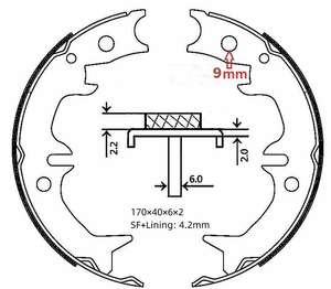 Колодки ручного тормоза 170x40mm Avensis (T22)Camry V40/V50 toyota-4654020060= ATE-03013704022= TRW-gs8714= SUFIX-SY1067 ось/штифт/палец d=9mm!!!