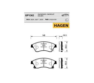 Колодки тормозные CHEVROLET Cruz 09-> OPEL Astra J/Mokka 11->  HAGEN-GP1362= TRW-GDB1847= Blitz-BB0445= Mando-MPD30=sangsin-SP1362