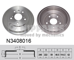 Барабан тормозной E24 D=220mm T=40mm	suzuki	sx4 - 4351180J01=  delphi-BF572= NIPPARTS-N3408016